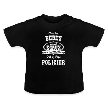 Bessere, gleichberechtigte Babys haben einen Polizeivater - Baby Bio-T-Shirt mit Rundhals - Schwarz - Vorne