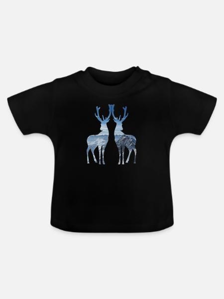 hirsche blau - Baby Bio-T-Shirt mit Rundhals - Schwarz