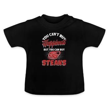 Steak - Baby Bio-T-Shirt mit Rundhals - Schwarz - Vorne