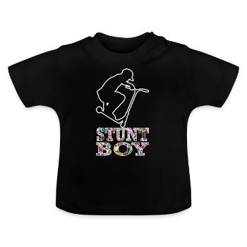 Stunt ScooterBoy Skater Jungen Tretroller Tricks - Baby Bio-T-Shirt mit Rundhals - Schwarz - Vorne