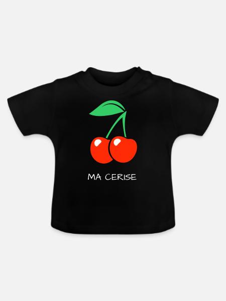 MEINE KIRSCHE - Baby Bio-T-Shirt mit Rundhals - Schwarz