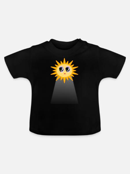 Sonne Sonnenstrahlen Kawaii Kunst - Baby Bio-T-Shirt mit Rundhals - Schwarz