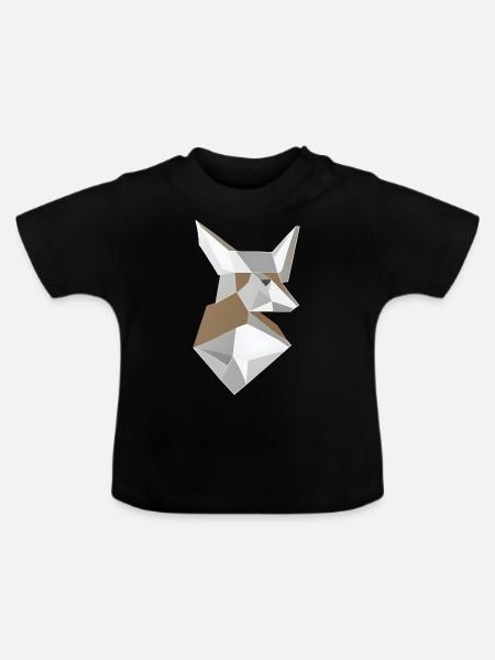 Abstrakt geformter Fuchskopf - Baby Bio-T-Shirt mit Rundhals - Schwarz