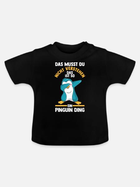 Tiermotiv Pinguin - Baby Bio-T-Shirt mit Rundhals - Schwarz