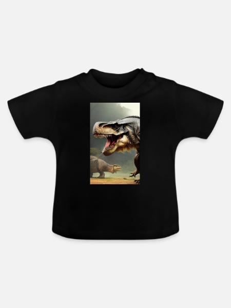 Dinosaurier | T-Rex | Tyrannosaurus - Baby Bio-T-Shirt mit Rundhals - Schwarz
