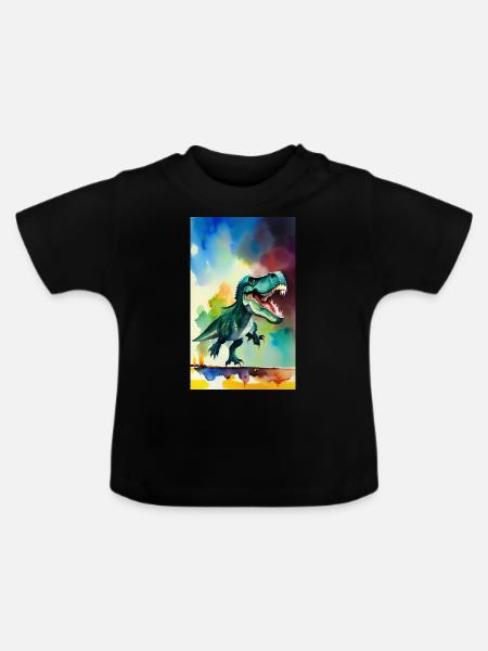 Dinosaurier | T-Rex | Tyrannosaurus - Baby Bio-T-Shirt mit Rundhals - Schwarz