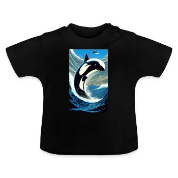 Orca | Whale | Killer whale | Sea creature | Ocean - Baby Organic T-Shirt with Round Neck - black - Front