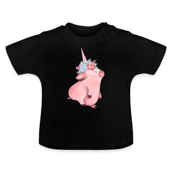 Corne de cochon - T-shirt bio col rond Bébé - noir - Devant
