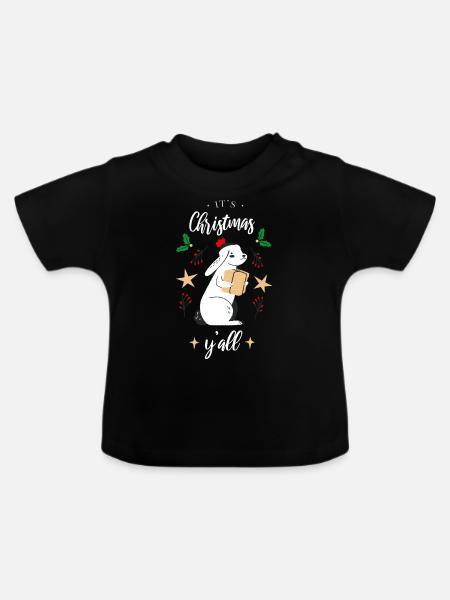 Its Christmas yall - Weihnachtsdesign - Baby Bio-T-Shirt mit Rundhals - Schwarz