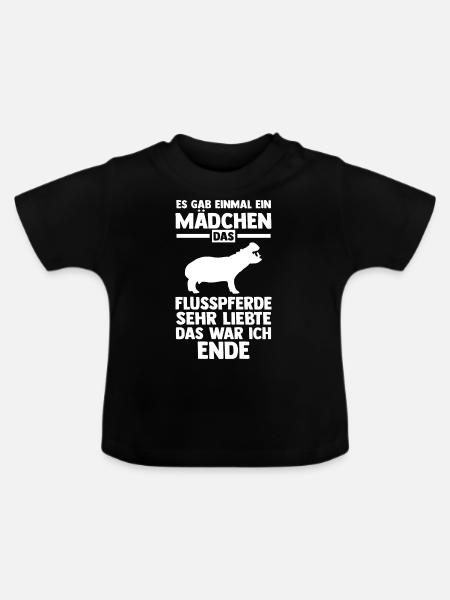 Nilpferd Flusspferd - Baby Bio-T-Shirt mit Rundhals - Schwarz
