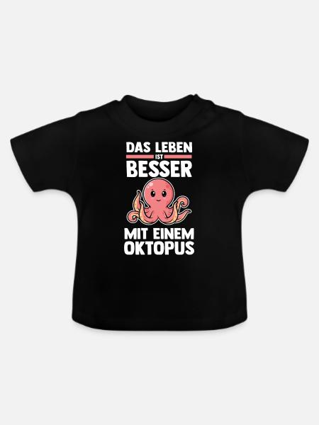 Tintenfisch Oktopus - Baby Bio-T-Shirt mit Rundhals - Schwarz
