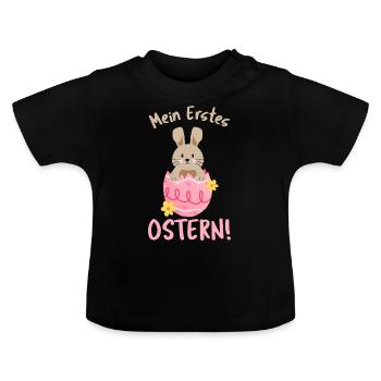 Mein erstes Ostern - Mädchen - Baby Bio-T-Shirt mit Rundhals - Schwarz - Vorne