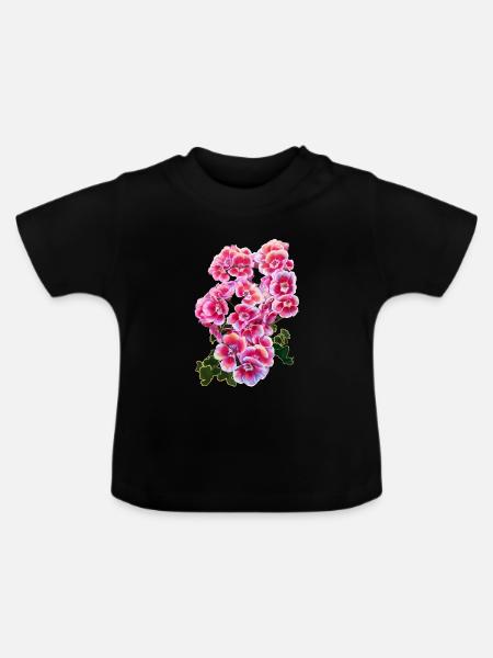 Blume - Baby Bio-T-Shirt mit Rundhals - Schwarz