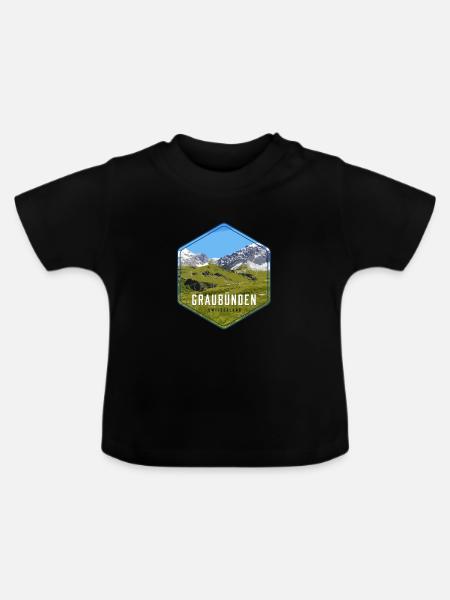 Graubünden Alpenpanorama - Baby Bio-T-Shirt mit Rundhals - Schwarz