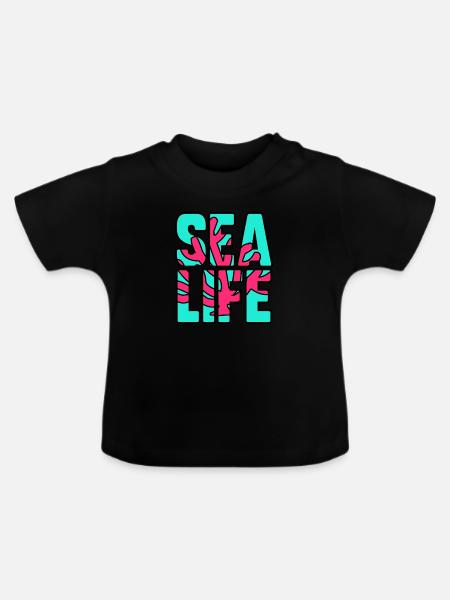 Leben im Meer - Baby Bio-T-Shirt mit Rundhals - Schwarz