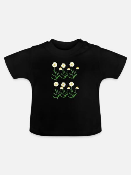 kamille - Baby Bio-T-Shirt mit Rundhals - Schwarz