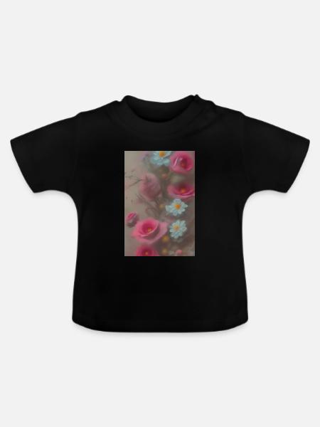 Blumen Kunst - Baby Bio-T-Shirt mit Rundhals - Schwarz