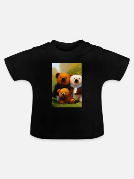 Teddybär - Baby Bio-T-Shirt mit Rundhals - Schwarz