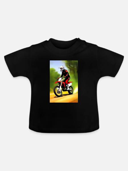 Motocross Fahren - Baby Bio-T-Shirt mit Rundhals - Schwarz