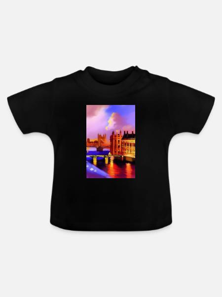 Brücken in London - Baby Bio-T-Shirt mit Rundhals - Schwarz