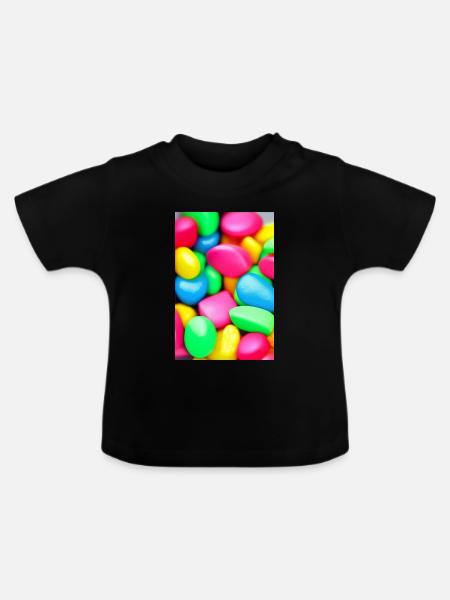 Bunte Bonbons - Baby Bio-T-Shirt mit Rundhals - Schwarz