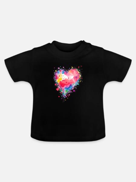 Herz - Baby Bio-T-Shirt mit Rundhals - Schwarz