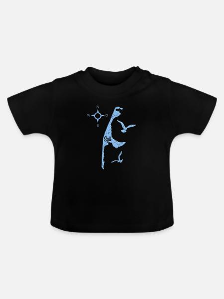 Blaues Sylt Design - Baby Bio-T-Shirt mit Rundhals - Schwarz