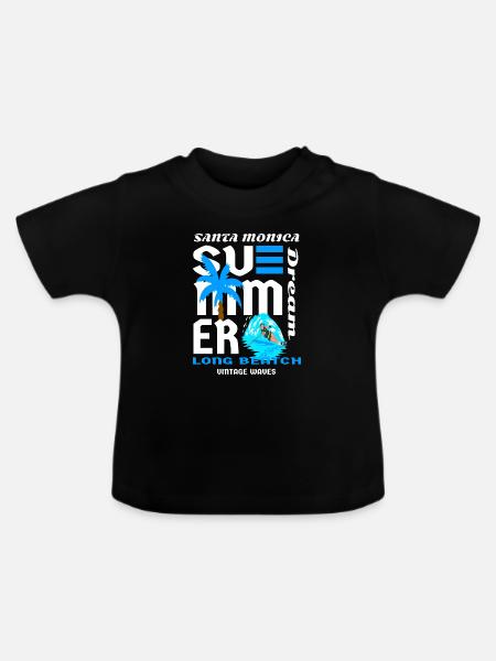 Santa Monica Strände - Baby Bio-T-Shirt mit Rundhals - Schwarz
