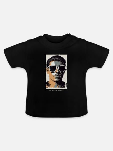 Coole Hipster - Baby Bio-T-Shirt mit Rundhals - Schwarz