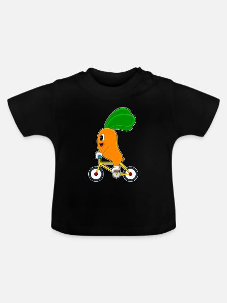 Karotte Fahrrad - Baby Bio-T-Shirt mit Rundhals - Schwarz