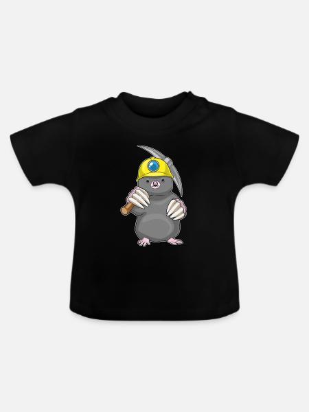Maulwurf Bergarbeiter Spitzhacke Bergbau - Baby Bio-T-Shirt mit Rundhals - Schwarz