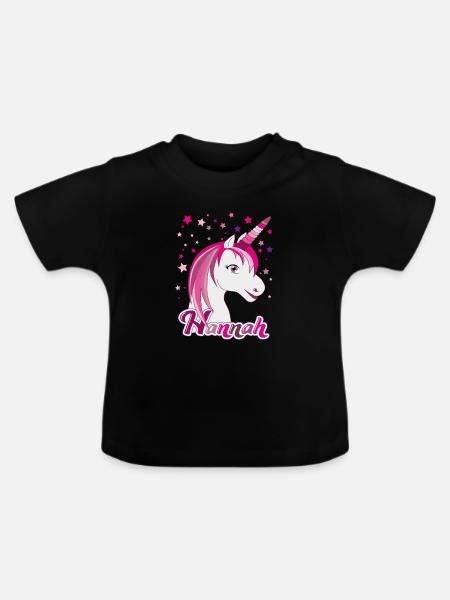 Hannah , Mädchenname, Lieblingsname - Baby Bio-T-Shirt mit Rundhals - Schwarz