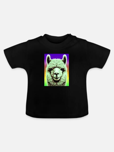 Alpaka - Baby Bio-T-Shirt mit Rundhals - Schwarz