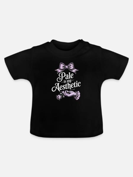 Blasse ästhetische Rosenschleife - Baby Bio-T-Shirt mit Rundhals - Schwarz
