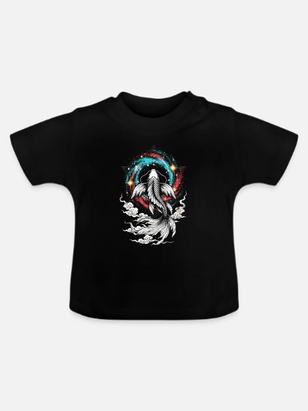 Himmlische Koi ⭐ - Baby Bio-T-Shirt mit Rundhals - Schwarz