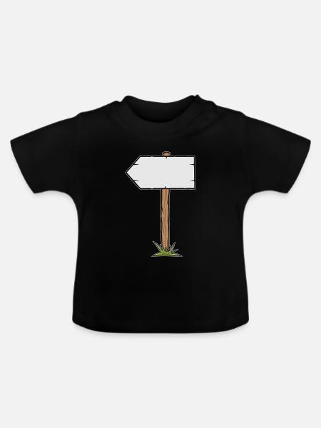 Rustikales Holzhinweissschild - Baby Bio-T-Shirt mit Rundhals - Schwarz