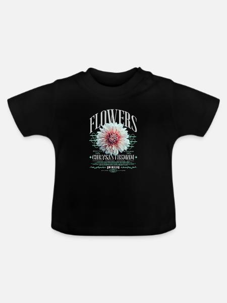Chrysantheme Chrysanthemen - Baby Bio-T-Shirt mit Rundhals - Schwarz
