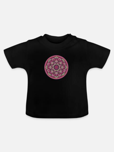 Mandala - Baby Bio-T-Shirt mit Rundhals - Schwarz