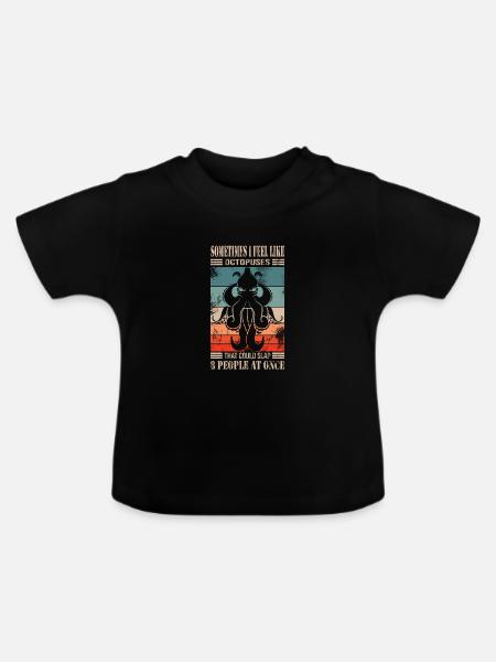 Oktopus - Baby Bio-T-Shirt mit Rundhals - Schwarz