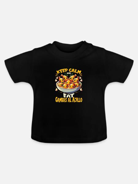 Spanisches Essen - Baby Bio-T-Shirt mit Rundhals - Schwarz