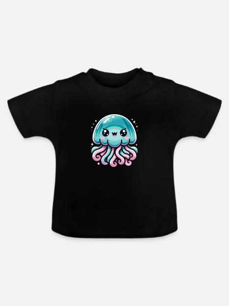 Qualle - Baby Bio-T-Shirt mit Rundhals - Schwarz