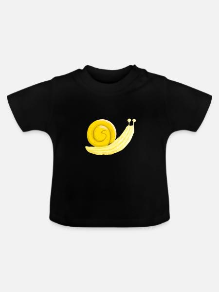 Banane Schnecke - Baby Bio-T-Shirt mit Rundhals - Schwarz