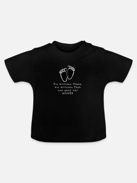 Lite mamma, lite pappa, mycket förundran - Ekologisk T-shirt med rund hals baby - svart