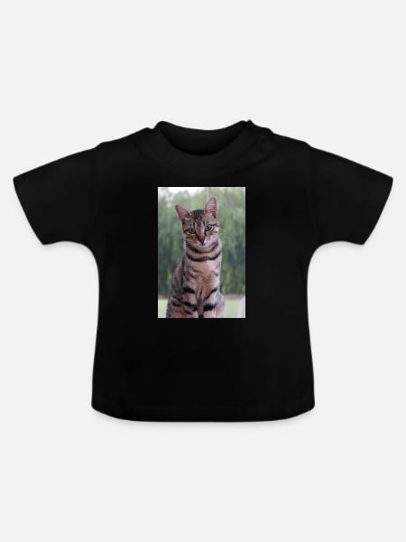 Katze Katze süßes Kätzchen - Baby Bio-T-Shirt mit Rundhals - Schwarz