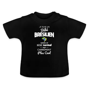 Brasilianisches Baby Wie ein normales Baby, aber cooler - Baby Bio-T-Shirt mit Rundhals - Schwarz - Vorne