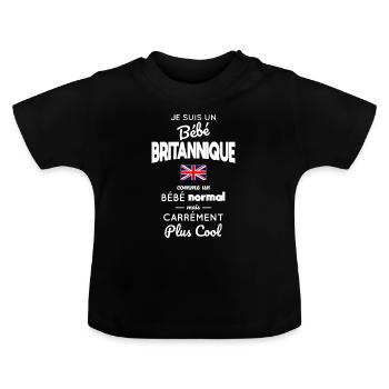 British Baby Like Normal Baby But Cooler - Baby Organic T-Shirt with Round Neck - black - Front