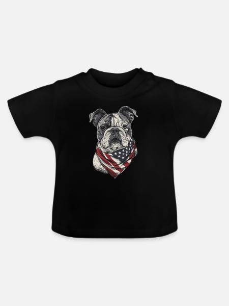 Bulldogge - Baby Bio-T-Shirt mit Rundhals - Schwarz