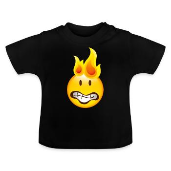 Smiley Burning - Baby Bio-T-Shirt mit Rundhals - Schwarz - Vorne