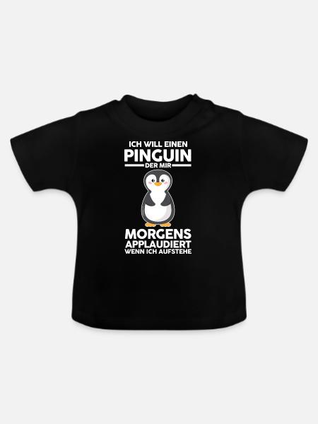 Tiermotiv Pinguin - Baby Bio-T-Shirt mit Rundhals - Schwarz