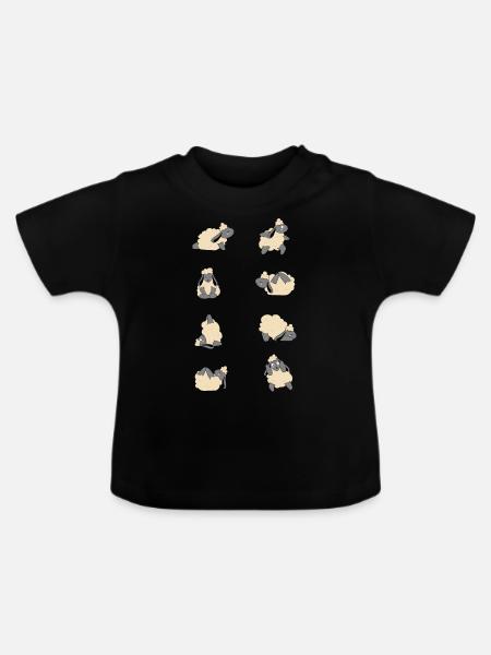 Yoga Sheeps - Baby Bio-T-Shirt mit Rundhals - Schwarz